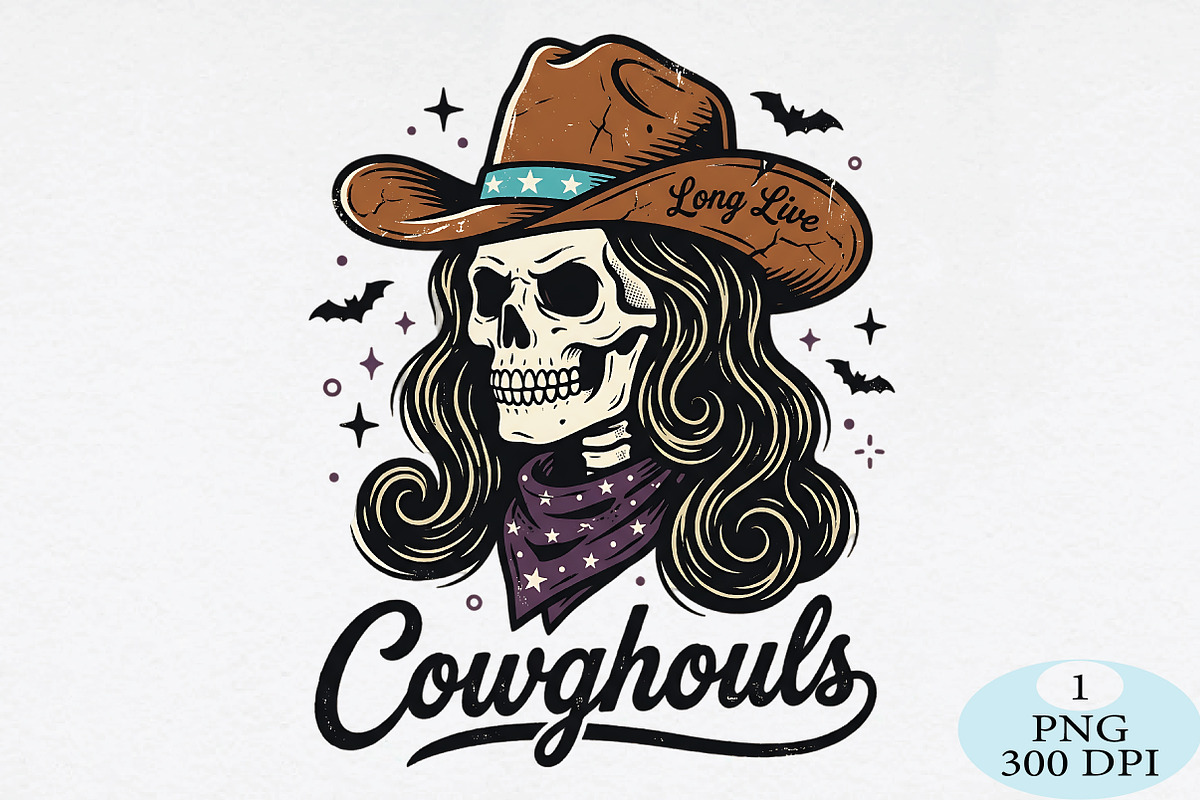 Long Live Cowghouls Skeleton Cowgirl, a Seasonal Illustration by Daily.Designs (Photo 1 of 5)