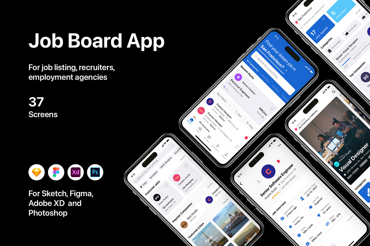 Job Board App, an UI Kit Template by flr.24 (Photo 1 of 2)