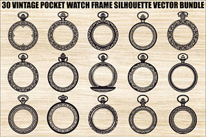 Vintage Pocket Watch SVG Bundle, an Illustration by yasushie