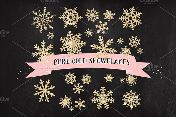 Snowflakes - gold christmas clipart preview 4