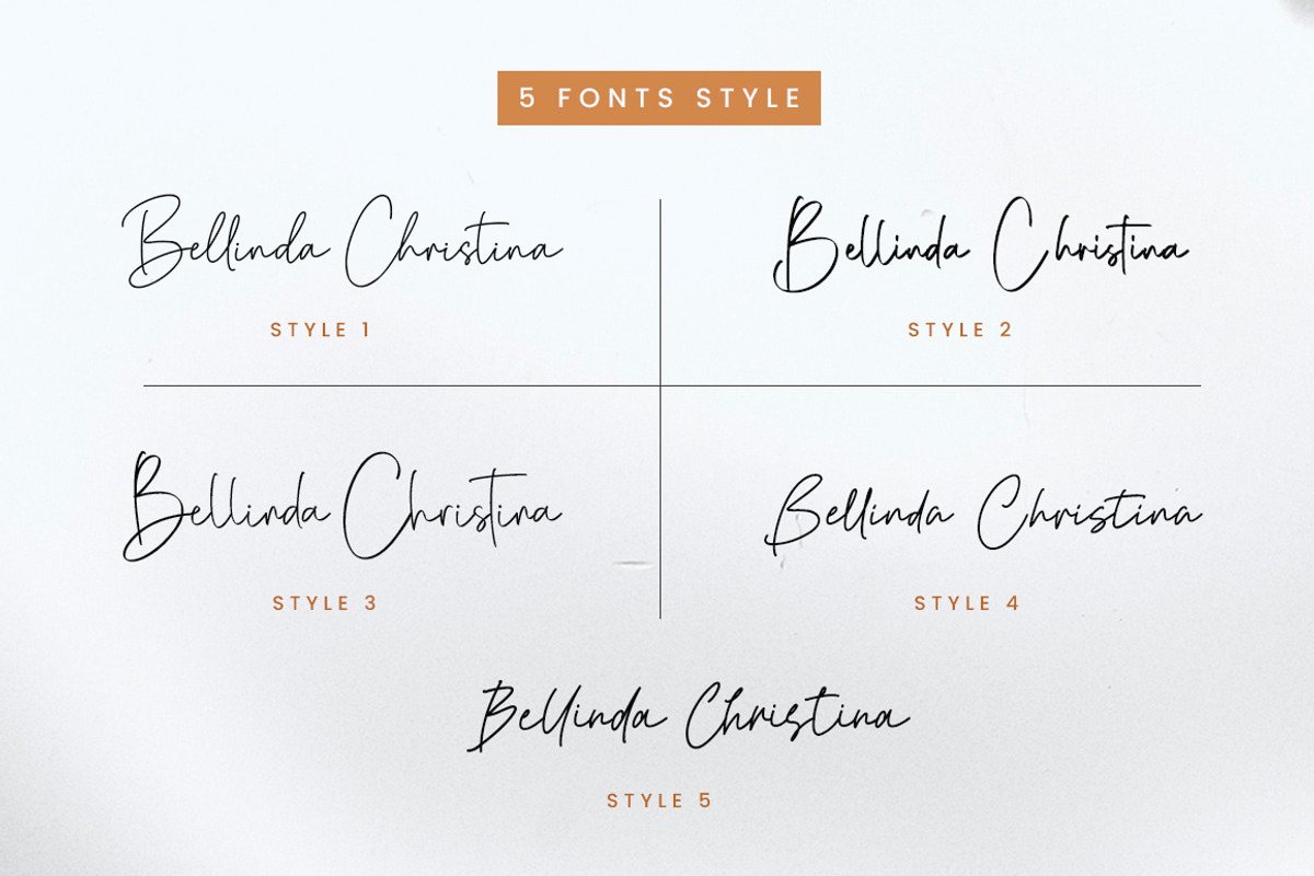 Bellinda Christina + 5 Font Style, a Script Font by Bluestype Studio (Photo 2 of 15)
