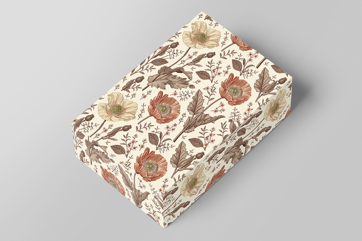 Seamless Set Flowers Poppy Poppies, a Pattern Graphic by Vintage (Photo 8 of 11)