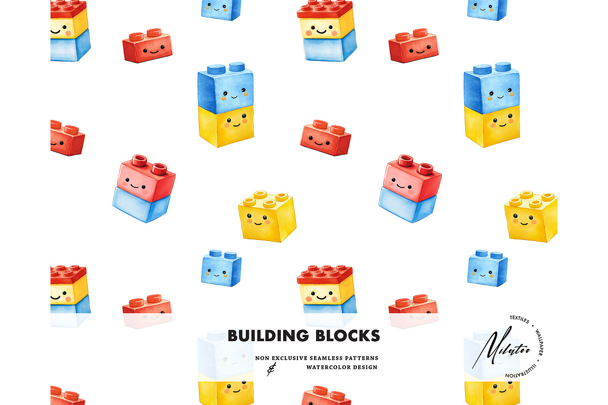 Building blocks seamless pattern, a Pattern Graphic by Milatoo (Photo 3 of 3)