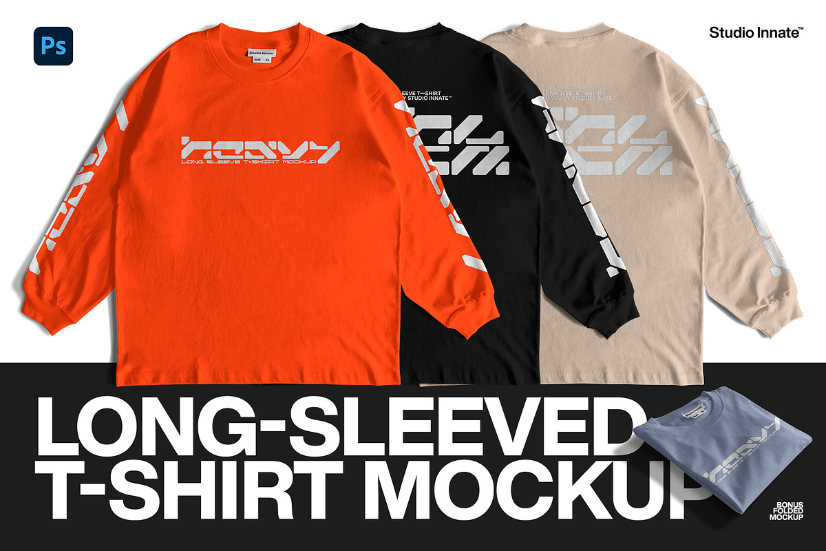 Premium Long-Sleeved Mockup, a Shirt Mockup by Studio Innate (Photo 1 of 7)