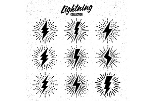 Set Of Vintage Lightning Bolts And