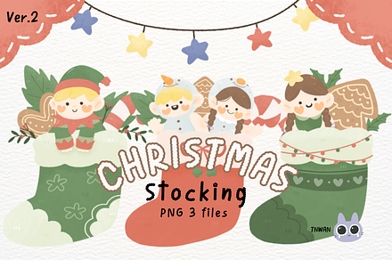 Stocking Christmas elf Watercolor