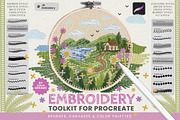 Embroidery Toolkit Procreate Brushes, a Brush Add-On by Julia Dreams (Thumbnail 1 of 9)