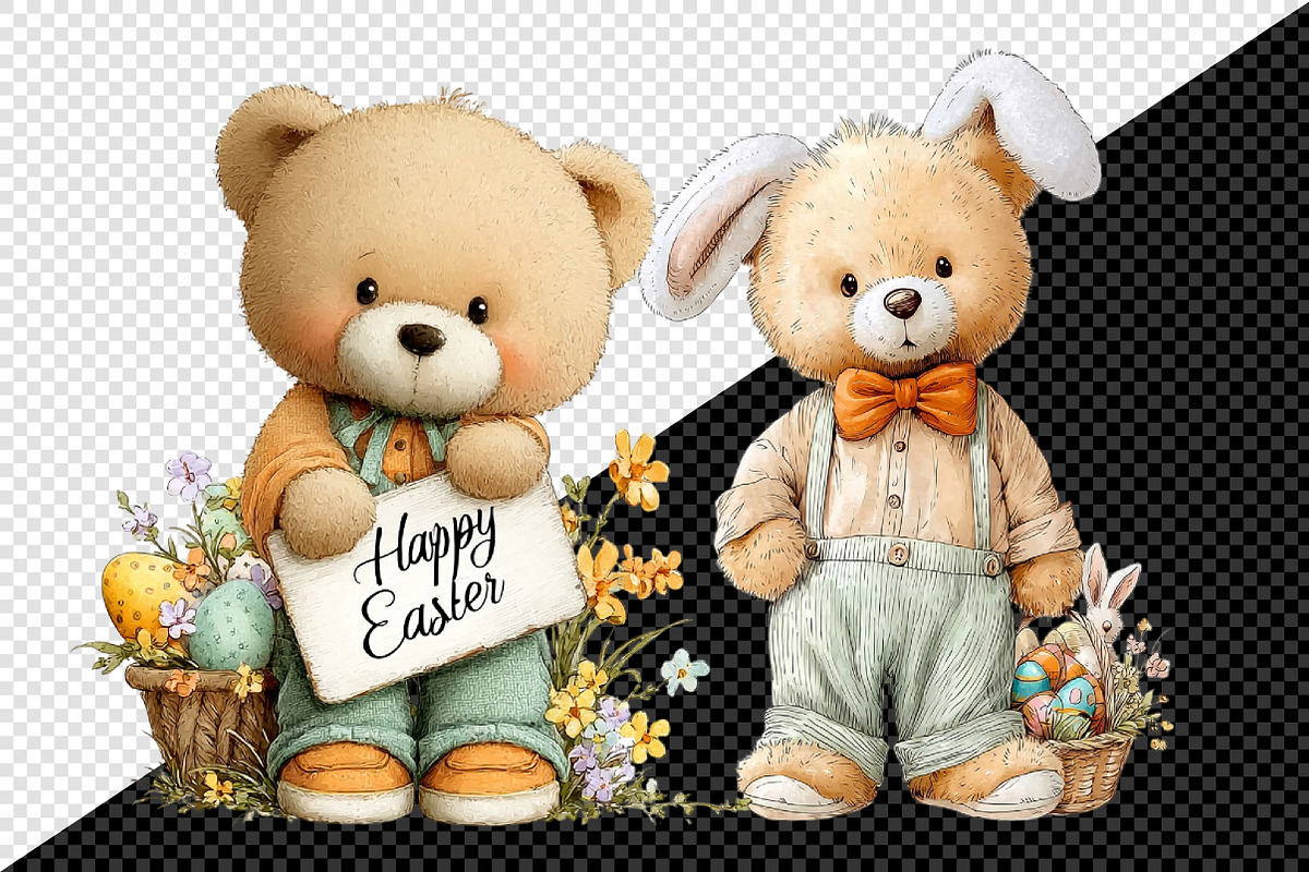 Whimsical Easter Teddy Bear Clipart, an Illustration by Creative Art (Photo 8 of 8)