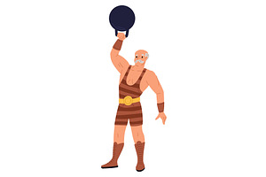 Very strong elderly man in striped, a Sport Illustration by Vectorbuum
