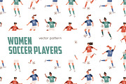 Girl soccer players seamless pattern, a Pattern Graphic by Good Studio (Thumbnail 1 of 4)