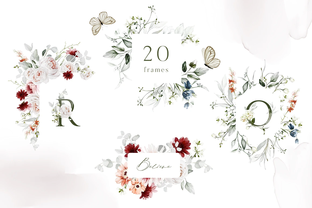 4-in-1 Watercolor Floral Bundle 02, an Illustration by Karma (Photo 14 of 34)