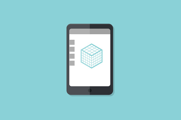 3D Printing Icon Tablet With 3D Cube