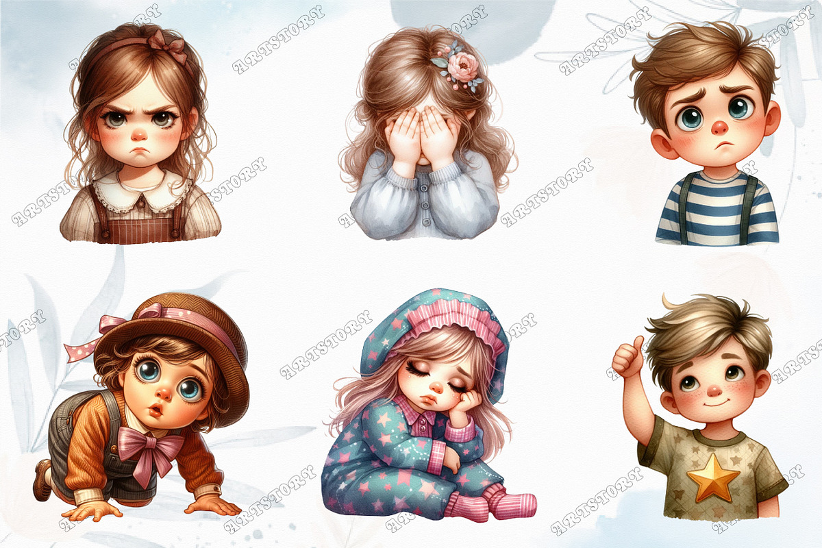 Kids Emotions Clipart, a Graphic by designcity5 (Photo 3 of 5)