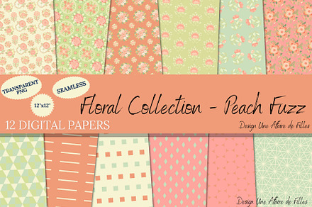 FLORAL PEACH FUZZ SEAMLESS PATTERNS