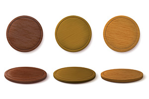 Wooden pizza boards. Round chopping, an Object Illustration by winwin.art