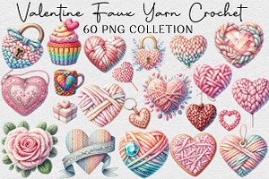 Valentine Faux Yarn Crochet Clipart, an Illustration by DreamCafeArt