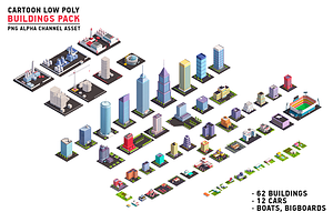 Low Poly Isometric Buildings Pack 