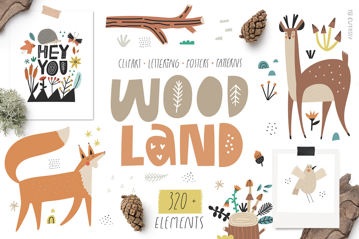 Woodland | 100% hand drawn clipart, an Animal Illustration by Olia (Photo 1 of 17)