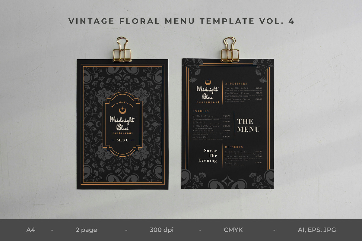 Vintage Floral Menu Vol.4, a Brochure Template by Bewalrus Studio (Photo 1 of 5)