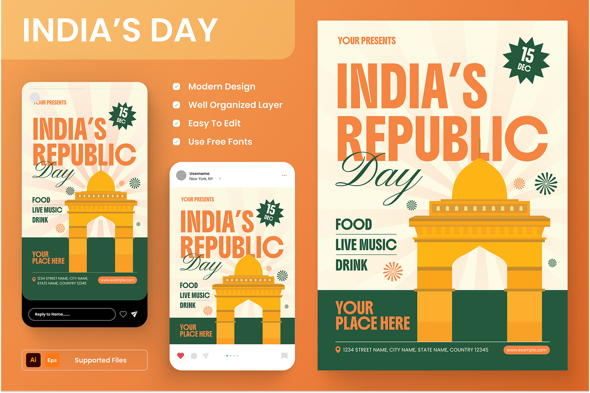 India’s Republic Day Flyer Set, a Flyer Template by Annora Studio (Photo 1 of 6)