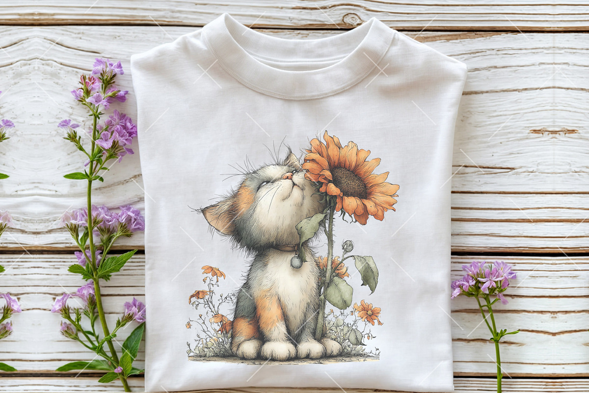 Whimsical Spring Floral Cat Clipart, an Illustration by OK Design (Photo 4 of 6)