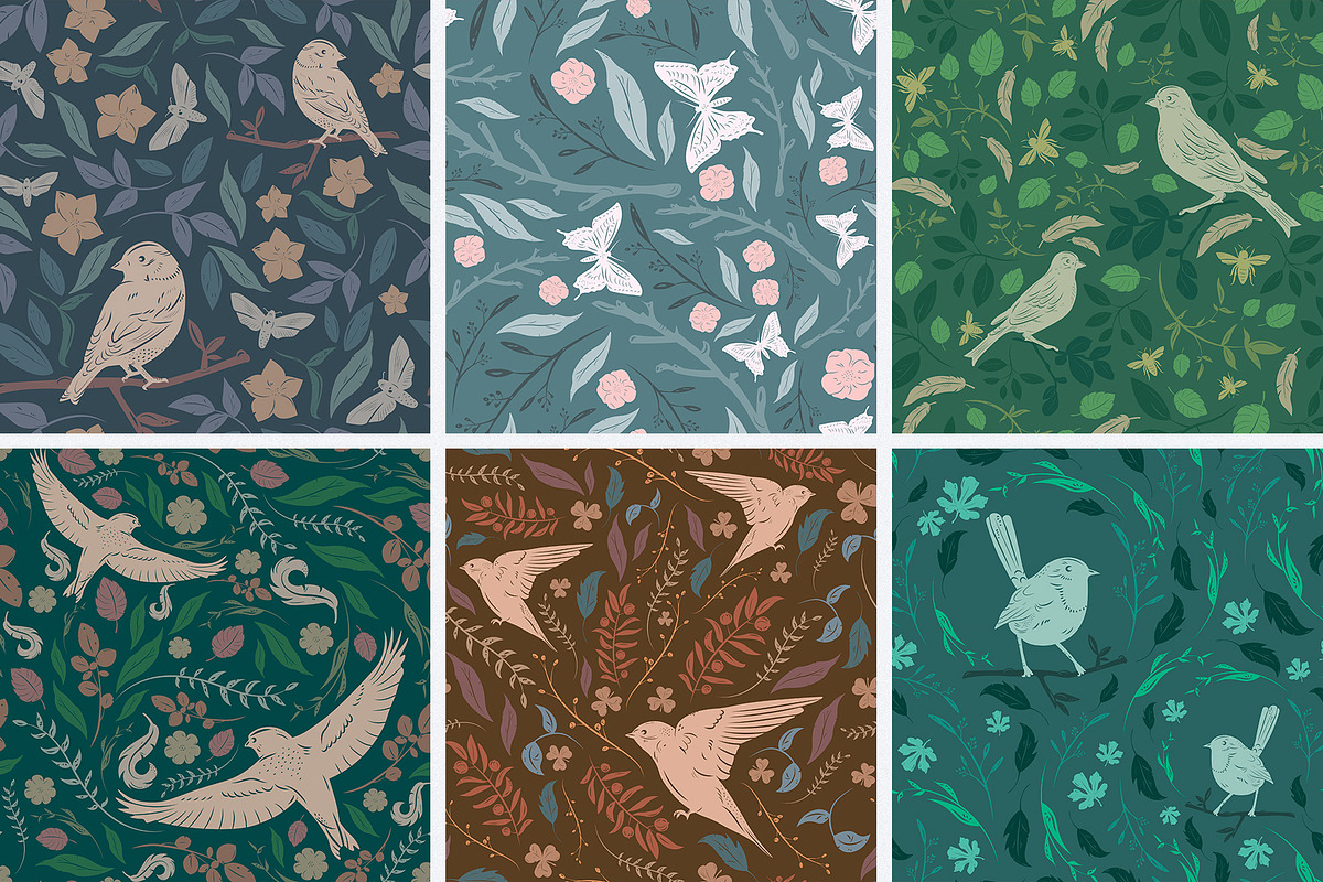 Birds & Blooms Seamless Patterns, a Pattern Graphic by pixelbuddha.net (Photo 2 of 8)