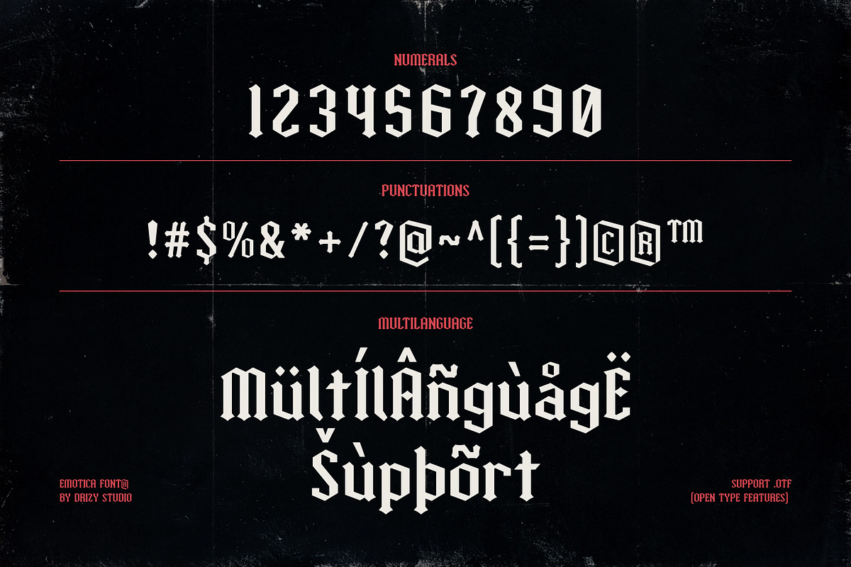 Emotica – Blackletter Romance Font, a Serif Font by Drizy (Photo 5 of 10)