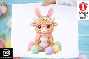 Easter Highland Cow PNG, an Illustration by Watercolor design