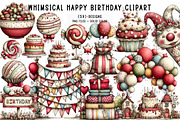 Whimsical Happy Birthday Clipart, an Illustration by CreationArt (Thumbnail 1 of 7)
