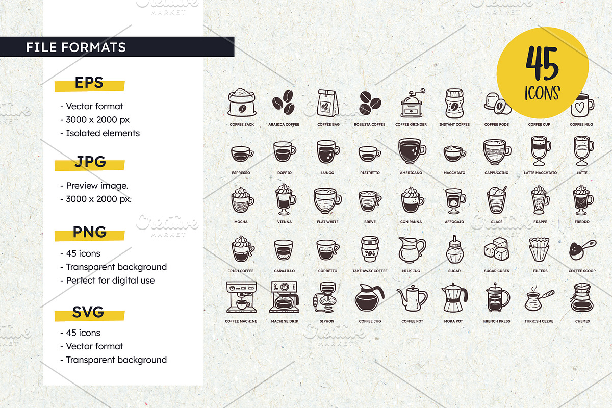 Coffee Icon Set, a Solid Icon by insemar (Photo 3 of 4)