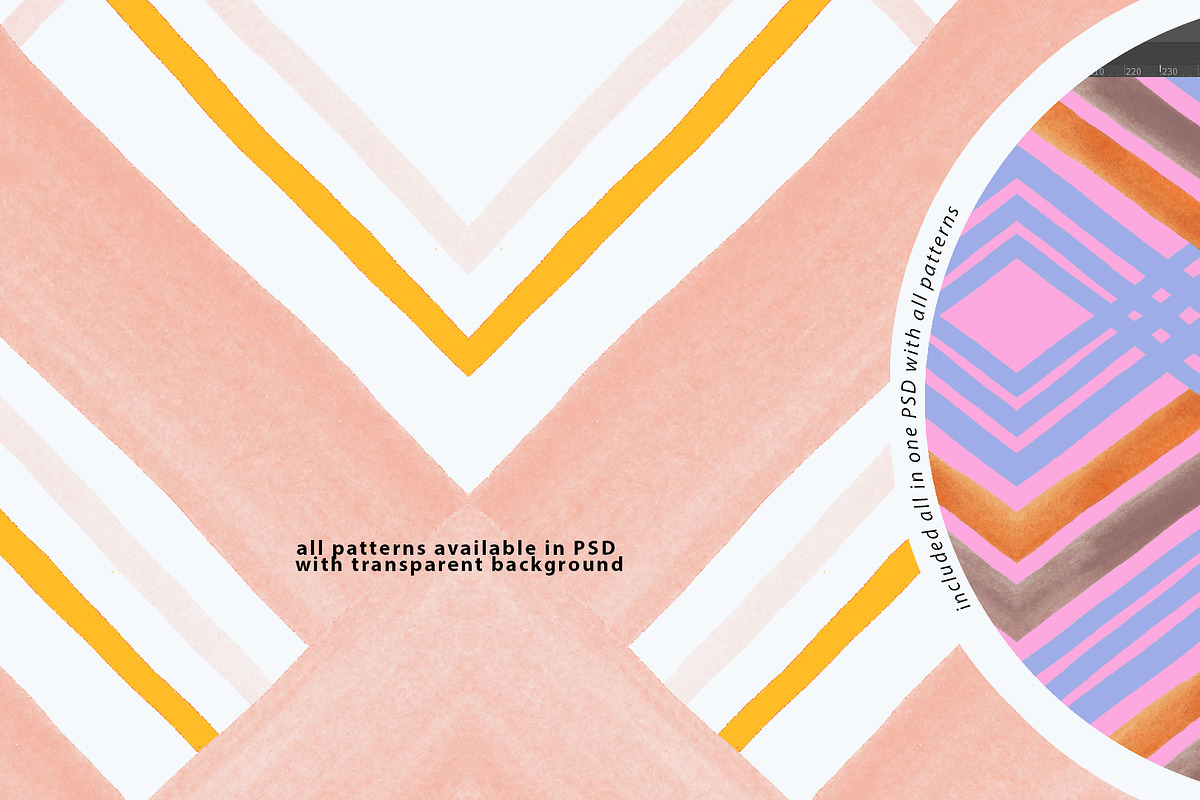 Watercolor Retro Stripe Pattern Pack, a Pattern Graphic by angelainthefields (Photo 4 of 5)