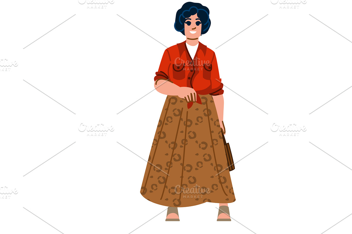 Smiling young woman wearing skirt, a Person Illustration by pikepicture