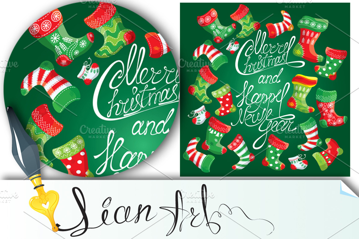 New Year card with Christmas stockin, a Card Template by Lian-art
