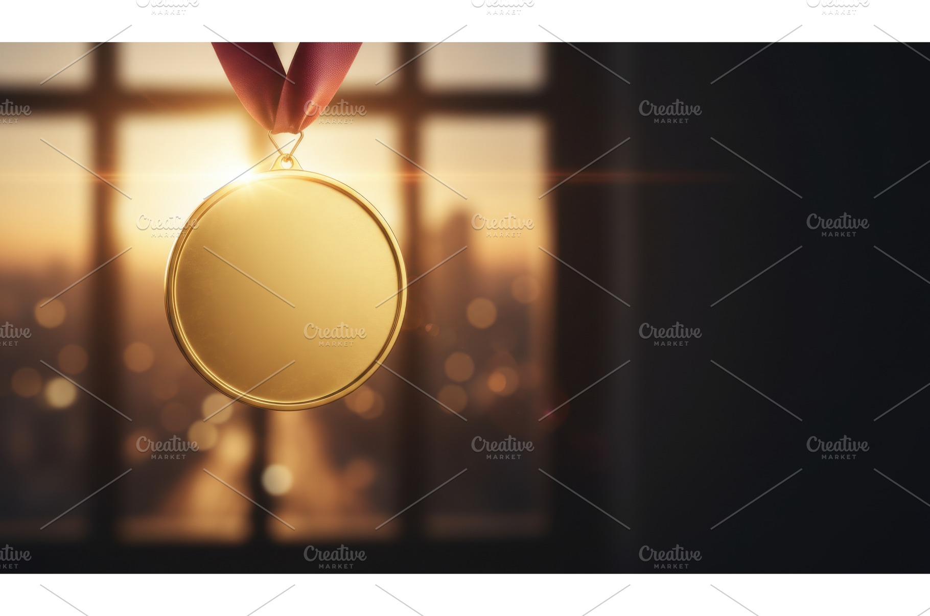Shiny gold circular medal suspended, a Sports & Recreation Photo by Igor Tichonow