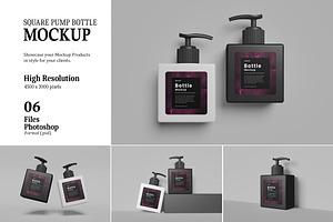 Square Pump Bottle Mockup, a Packaging Mockup by AndikaGraphic