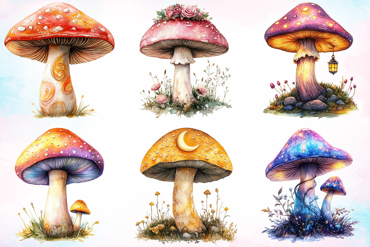 Magical Mushrooms Clipart Bundle, an Illustration by Canvas Craft (Photo 3 of 4)