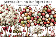 Whimsical Christmas Tree Clipart, an Illustration by SinaCreation (Thumbnail 1 of 7)