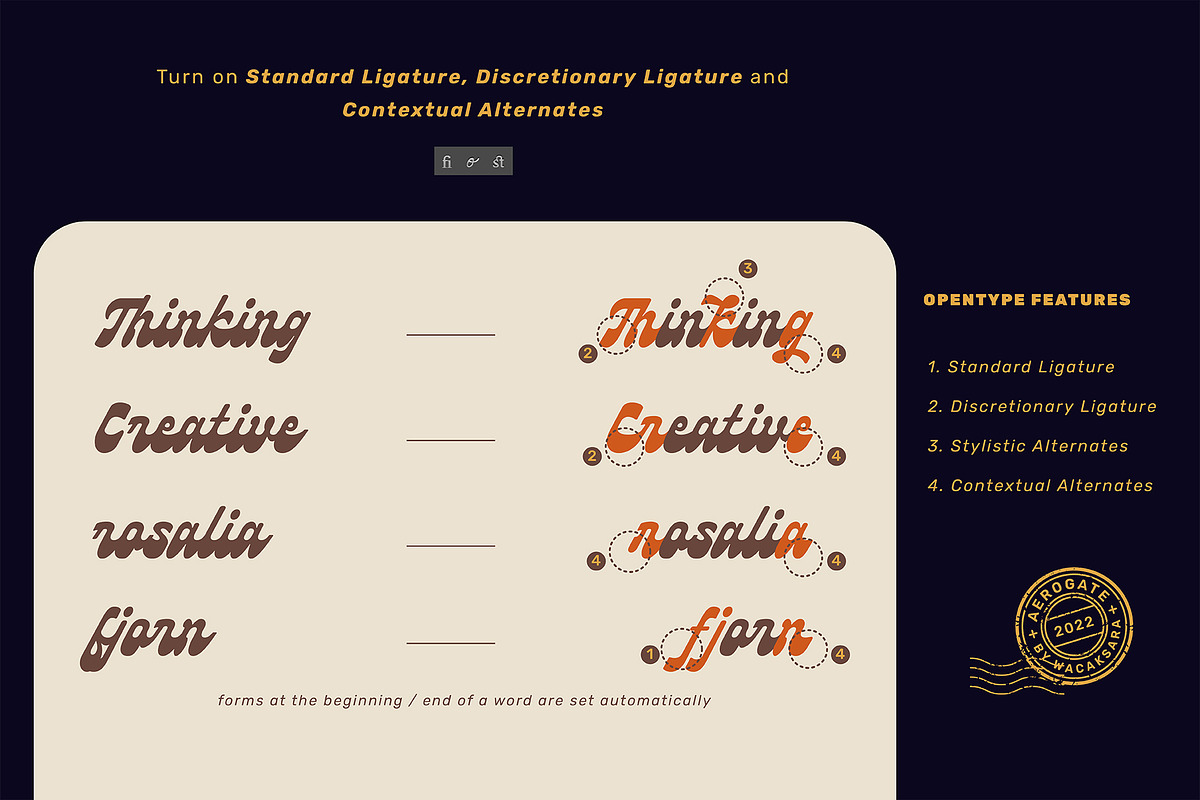 Aerogate Script, a Script Font by Wacaksara Co. (Photo 8 of 13)