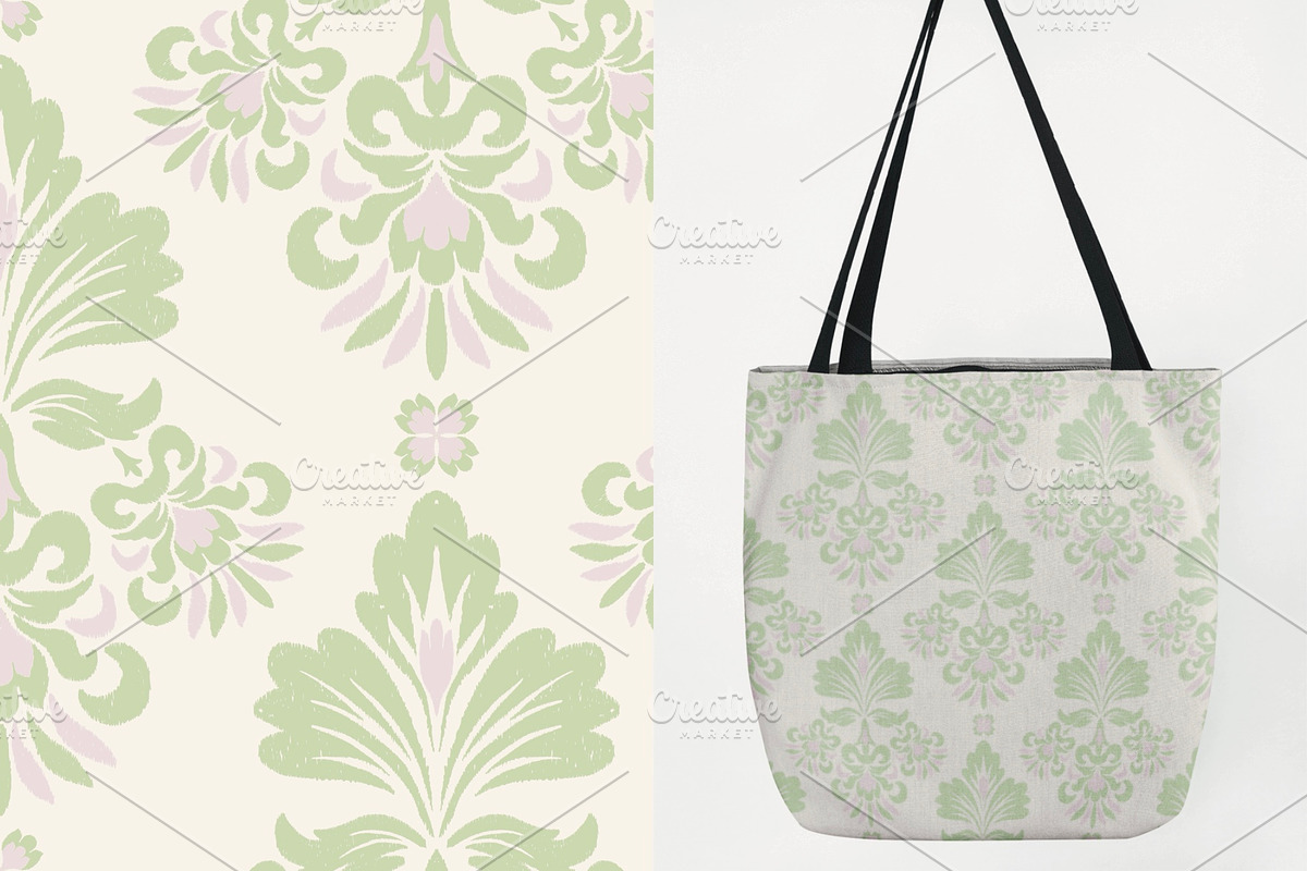 Green Ikat Floral Damask Pattern, a Pattern Graphic by PPEthnicDecorPattern (Photo 7 of 7)