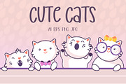Cute Cats. Vecor Clipart, an Animal Illustration by YuNa (Thumbnail 1 of 8)