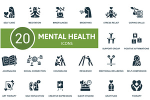 Mental health set. Creative icons., a Healthcare Illustration by Aimagenarium@gmail.com