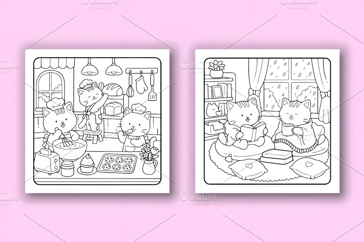 Cat Life Funny & Cute Coloring Pages, an Animal Illustration by Design Station (Photo 3 of 4)