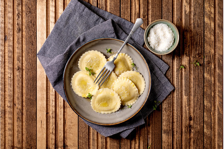 Homemade Ravioli Pasta Plate Top