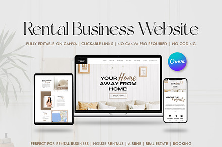 Modern Rental Business Canva Website, a Landing Page Template by ByKopi