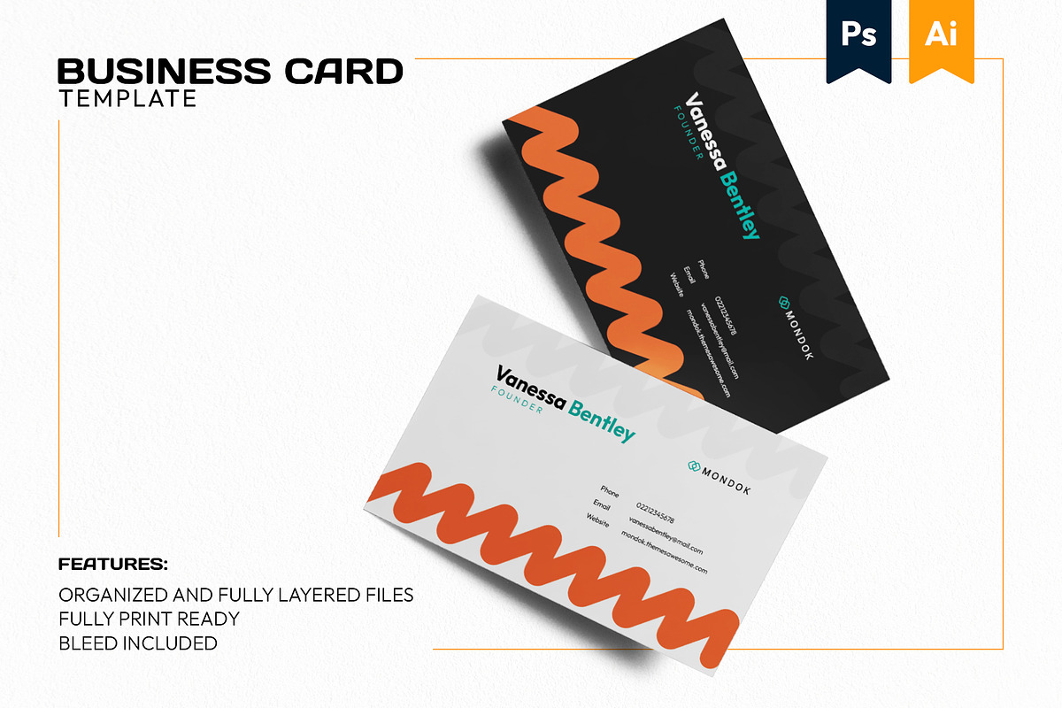 Business Card - Mondok 3, a Business Card Template by Themes Awesome (Photo 1 of 3)