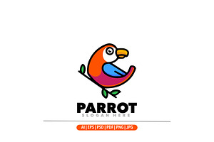 Cute mascot parrot logo design, a Branding & Logo Template by Bayuktx