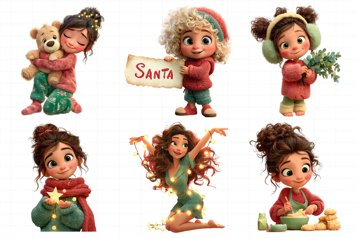 Christmas Whimsical Girl Clipart, an Illustration by Daily.Designs (Photo 3 of 5)