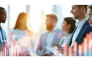blurred professionals discuss data