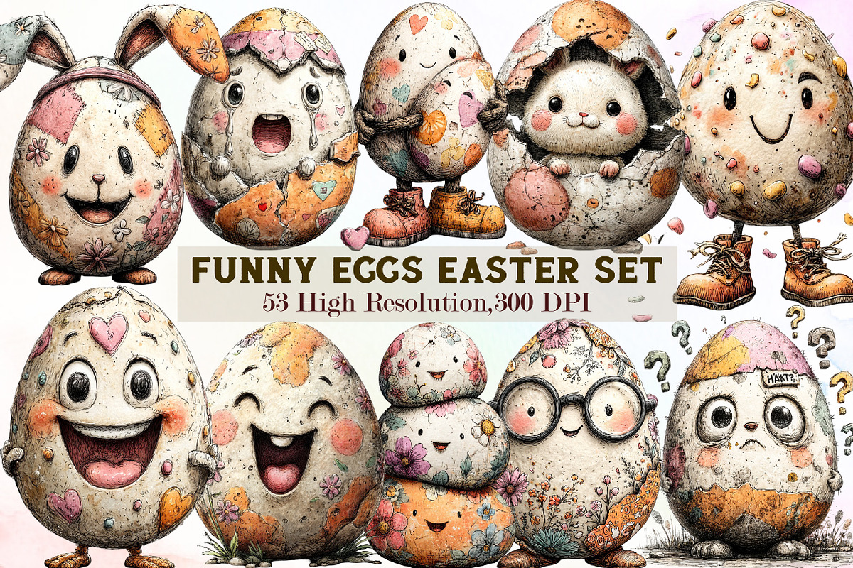 Funny Eggs Easter Clipart, an Illustration by Sublimation Artist (Photo 1 of 7)