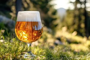 Refreshing golden beer glass set, a Photo by Pavel_design